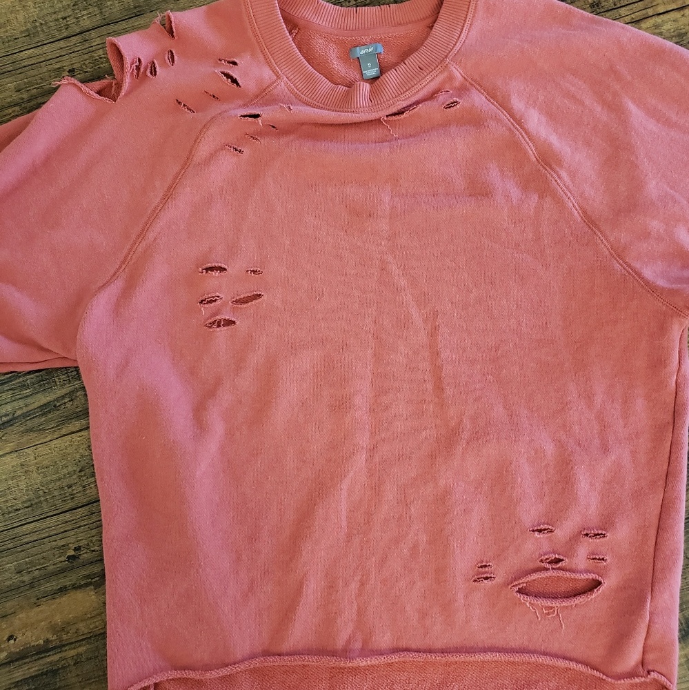 Aerie Salmon distressed sweatshirt